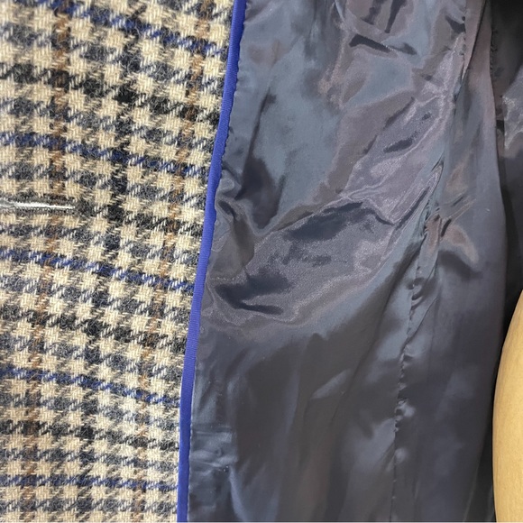 J CREW Blazer Jacket Wool Plaid Houndstooth Navy/Brown/Grey/Multi Size 2 - Picture 8 of 12